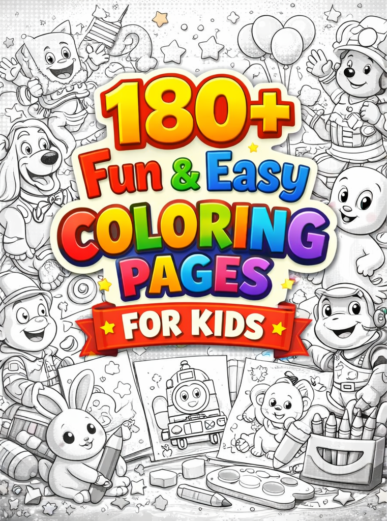 180+ Fun & Easy A4 Coloring Pages for Kids (Digital)