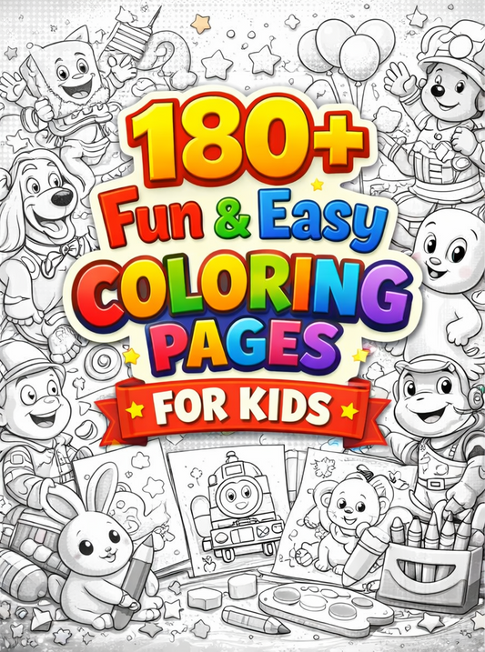 180+ Fun & Easy A4 Coloring Pages for Kids (Digital)